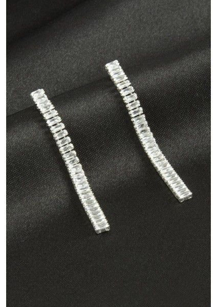 Ince Baget Zirkon Taşlı Lüks Küpe