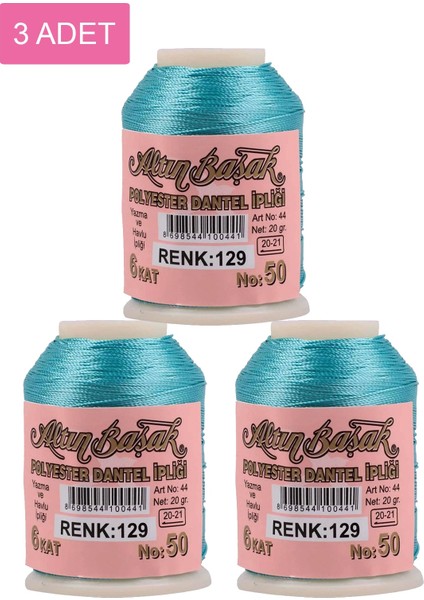 3 Adet Altınbaşak Oya ve Dantel Ipi 20 gr - Royaleks - No: 129