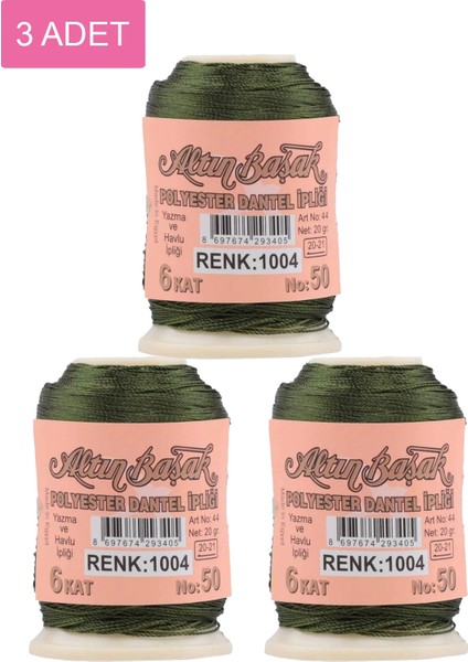 3 Adet Altınbaşak Oya ve Dantel Ipi 20 gr - Royaleks - No: 1004