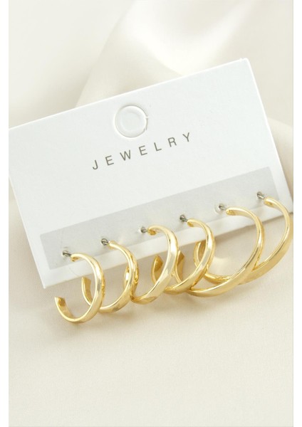 6 Adet Düz Trend Halka Küpe 1,5-2-2,5 cm