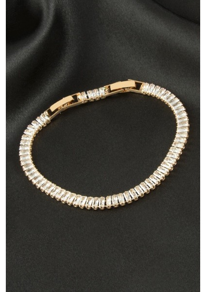 Baget Zirkon Taşlı Lüks Kararmaz Bileklik 5 mm