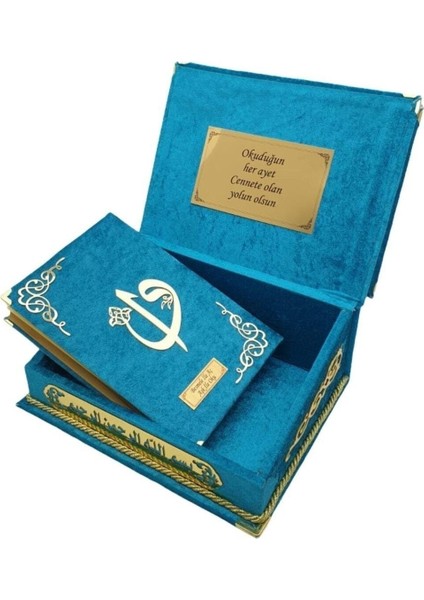 Dini Hediye Orta Boy Rahleli Reşal Kutulu Kur'an-I Kerim Turkuaz modelleri
