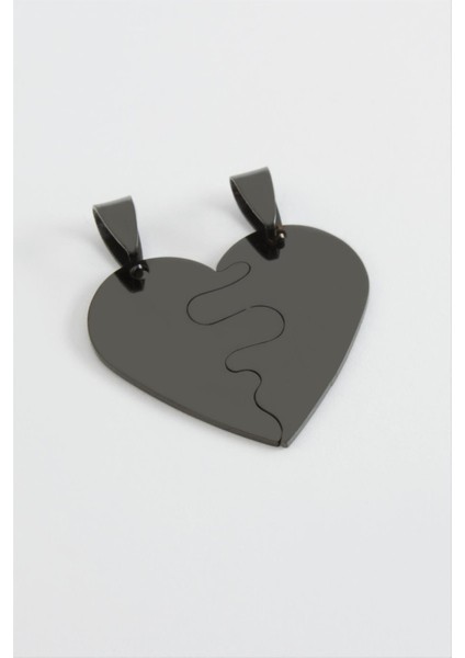 Kalp Isim Yazılabilir Çift Çelik Kolye Ucu 2,8 cm