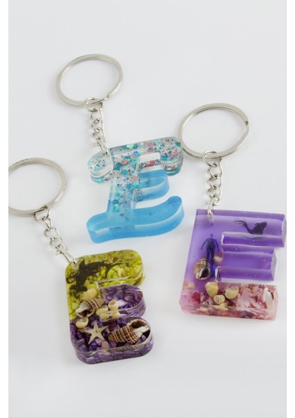 E Harfli Epoksi Anahtarlık