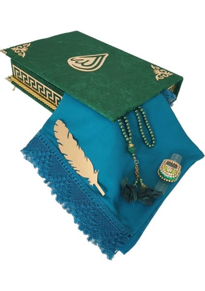 Kişiye Özel Reşal Ayaklı Kutulu Orta Boy Kur'an-I Kerim -(Yeşil) fiyatları