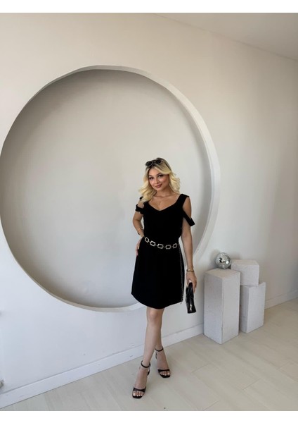 Kadın Askılı Soğuk Omuz Detaylı Modal Elbise fiyatları