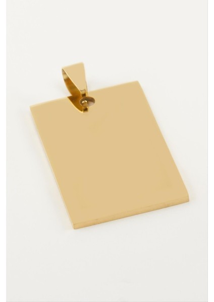 Dikdörtgen Isim Yazılabilir Çelik Kolye Ucu 2,8*4,2 cm
