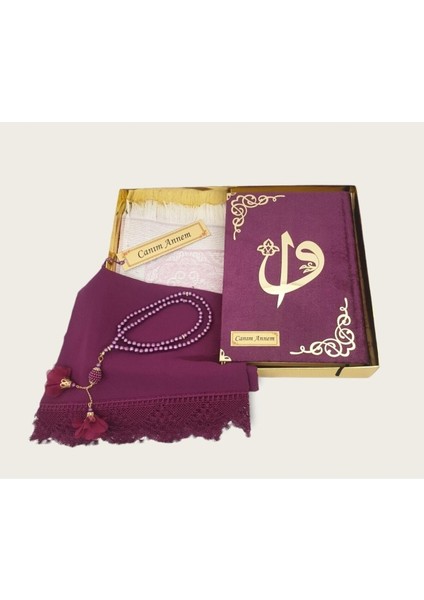 Mürdüm Hediye Kuranı Kerim Seti Örtü Tespih Seccade Ayraç modelleri