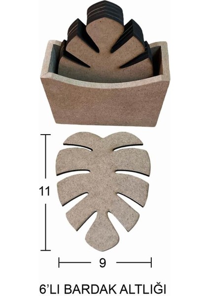 Ahşap Yaprak Bardak Altlığı 11X9CM L386