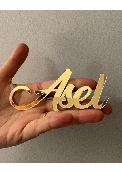Pleksi Isim Etiket 12X5 cm Kendinden Yapışkanlı Süs ( 1 Adet )