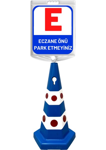 Eczane Önüne Park Etmeyiniz Çift Taraf Baskı Mavi Ultra Kedi Gözlü Ağırlıklı Koni Seti Trafik Dubası