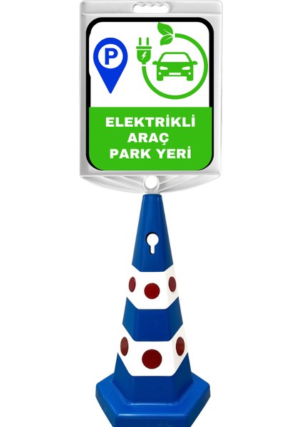 Elektrikli Araç Park Yeri Çift Taraf Baskı Mavi Ultra Kedi Gözlü Ağırlıklı Koni Seti Trafik Dubası