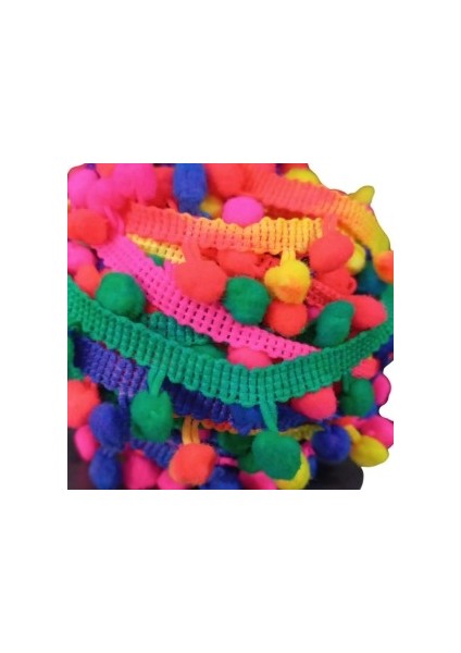 Sıralı Ponpon 1 Metre Karışık Renk