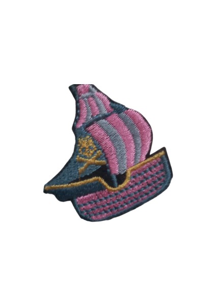 Aplike Ütü Ile Yapışan Yelkenli Pembe Arma 4x3 cm