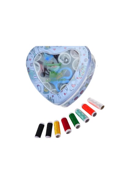 Iplik Set Teneke Kutu Kalpli Dikiş Seti