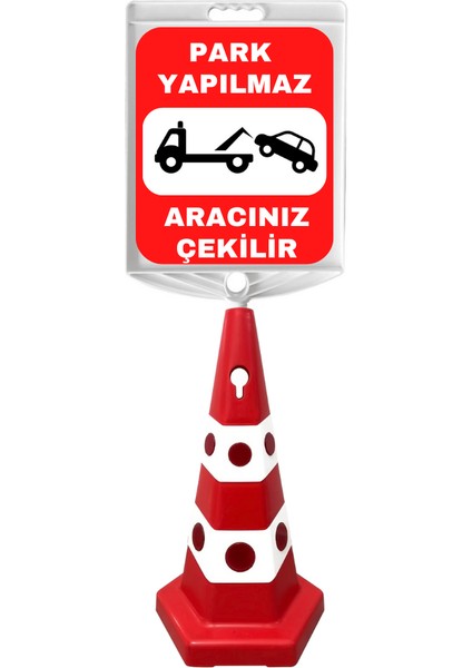 Park Yapılmaz Aracınız Çekilir Çift Taraf Baskı Kırmızı Ultra Kedi Gözlü Ağırlıklı Koni Seti Trafik Dubası