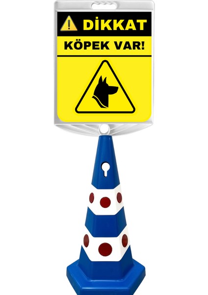 Dikkat Köpek Var Çift Taraf Baskı Mavi Ultra Kedi Gözlü Ağırlıklı Koni Seti Trafik Dubası
