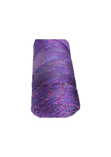 Makrome İpi 3mm Polyester Mor Simli