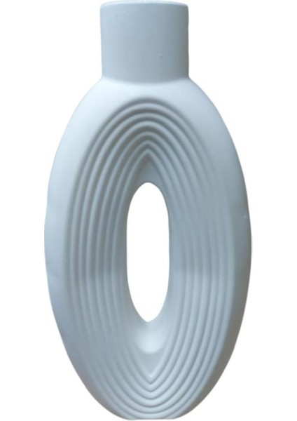 Çizgili Büyük Oval Vazo 27X14CM