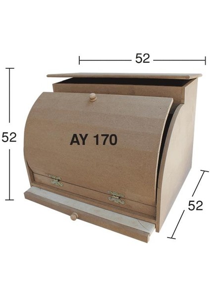 Kesme Tahtalı Ahşap Ekmeklik 52X52CM E339
