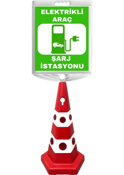 Elektrikli Araç Şarj Istasyonu Çift Taraf Baskı Kırmızı Ultra Kedi Gözlü Ağırlıklı Koni Seti Trafik Dubası