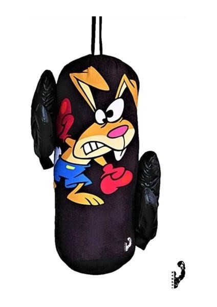 Çocuk Boks Kum Torbası Siyah 45 cm Eldiven Dahil 2-6 Yaş Eğlenceli ve Öğretici Oyun Aracı