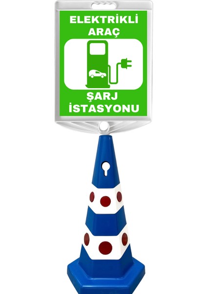 Elektrikli Araç Şarj Istasyonu Çift Taraf Baskı Mavi Ultra Kedi Gözlü Ağırlıklı Koni Seti Trafik Dubası