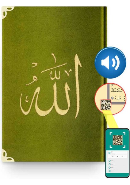 Rahle Boy Kadife Kur'an-I Kerim (Yeşil, Nakışlı, Yaldızlı, Mühürlü) modelleri