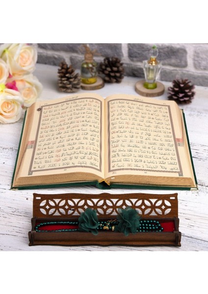 Hediyelik Kur'an-I Kerim Kadife Z.yeşil Tespihli Ah.kutu Orta B.