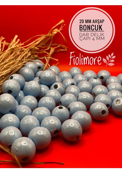 20 mm Ahşap Boncuk (50 Gram 21 Adet) Dar Delik Çapı 4 mm Makrome Çanta Bileklik Takı Renkli