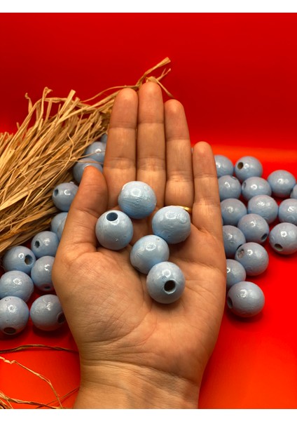 20 mm Ahşap Boncuk (50 Gram 21 Adet) Dar Delik Çapı 4 mm Makrome Çanta Bileklik Takı Renkli fiyatları
