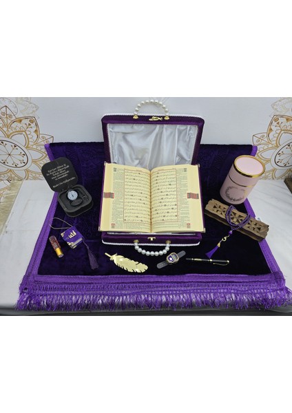 Kişiye Özel Mor Renk Mealli Kuranı Kerim Orta Boy Kuranı Kerim Seti fırsatları