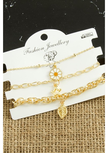 3 Adet Papatya Trend Zincir Bileklik