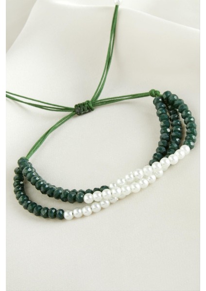 Incili Üçlü Kristal Bileklik modelleri