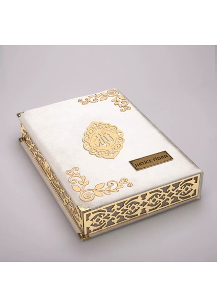 Raşel Kutulu Hediyelik Kuran-I Kerim (Orta Boy, Krem, Şems Lafzatullah Gold Pleksi) fiyatları