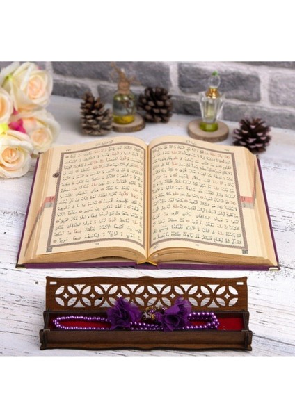 Hediyelik Kur'an-I Kerim Kadife Lila Tespihli Ah.kutu Orta B.