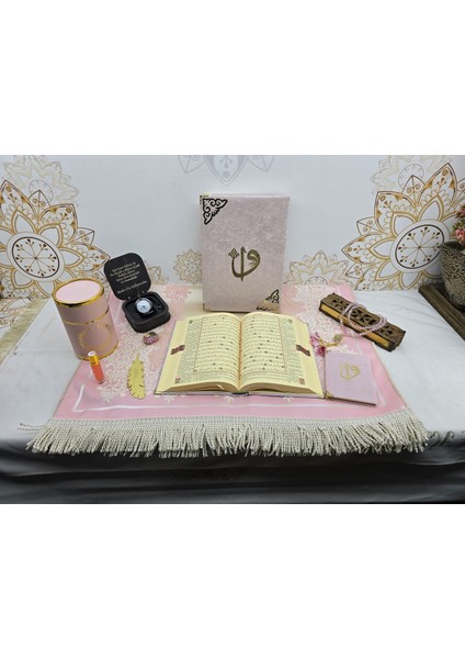 Kişiye Özel Kuranı Kerim Seti Pembe Renk 01 Mealli Kuranı Kerim Seti modelleri