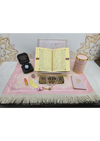 Kişiye Özel Kuranı Kerim Seti Pembe Renk 01 Mealli Kuranı Kerim Seti fırsatları