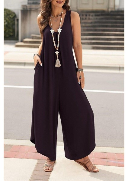 Kadın Askılı Yuvarlak Yaka Cepli Salaş Uzun Viskon Tulum fırsatları