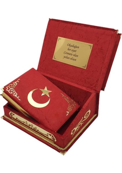 Kuranı Kerim Seti Rahleli Kadife Kutulu Kırmızı