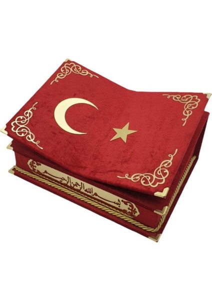 Kuranı Kerim Seti Rahleli Kadife Kutulu Kırmızı