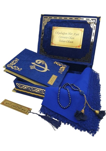 Kişiye Özel Reşal Kutulu Orta Boy Kur'an-I Kerim (Lacivert) fiyatları