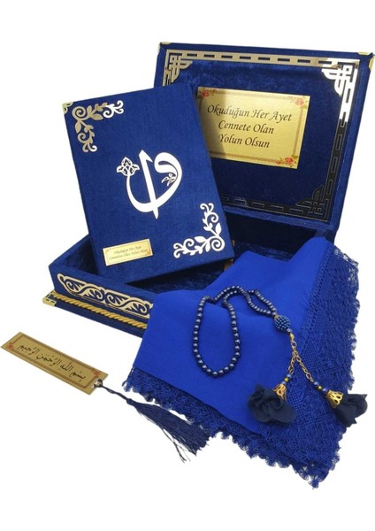 Kişiye Özel Reşal Kutulu Orta Boy Kur'an-I Kerim (Lacivert) modelleri