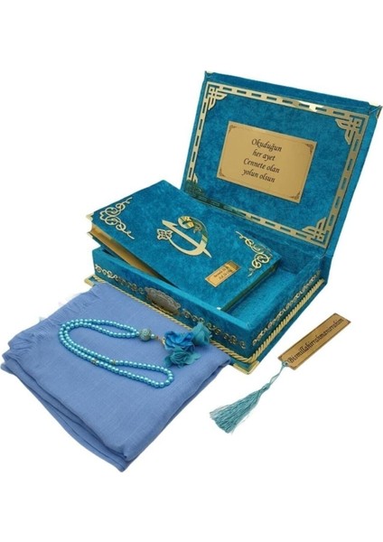 Anneler Gününe Özel Orta Boy Reşal Kutulu Kur'an-I Kerim Turkuaz