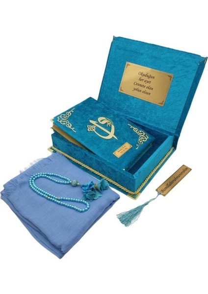 Anneler Gününe Özel Orta Boy Reşal Kutulu Kur'an-I Kerim Turkuaz