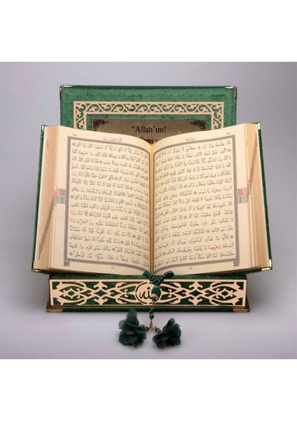 Tesbih + Kuran Hediye Seti (Orta Boy, Yeşil, Gold Pleksi) fırsatları