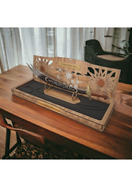 Dekoratif Hediye Zülfikar Kılıç Kutu ve Stantlı 57 cm Gümüş Renk modelleri