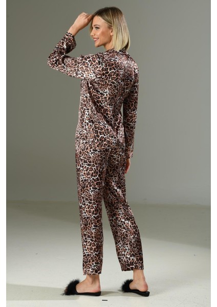 Mulvxbrf BRF02 Leopar Desen Yumuşak Dokulu Saten Gecelik Takımı (Mulvix) fiyatları