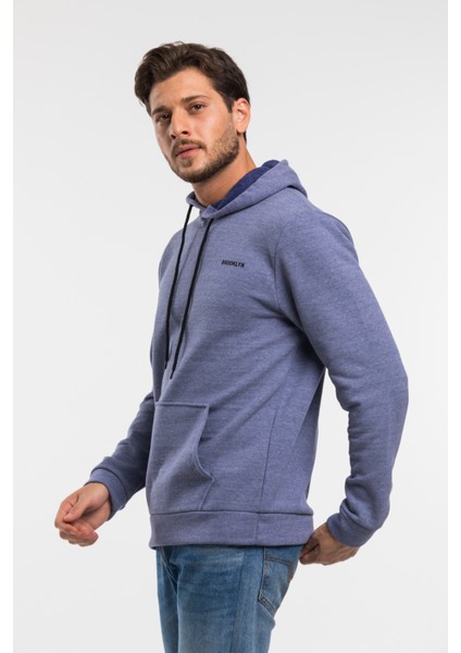Süperlife Kapşonlu Uzun Kollu Baskılı Dar Kalıp Ince Erkek Sweatshirt Spr 2019K61