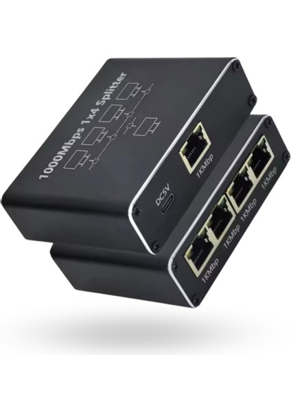 Büro Ev Ofis Cihazları Için RJ45-4HUB Gigabit Splitter Adaptör